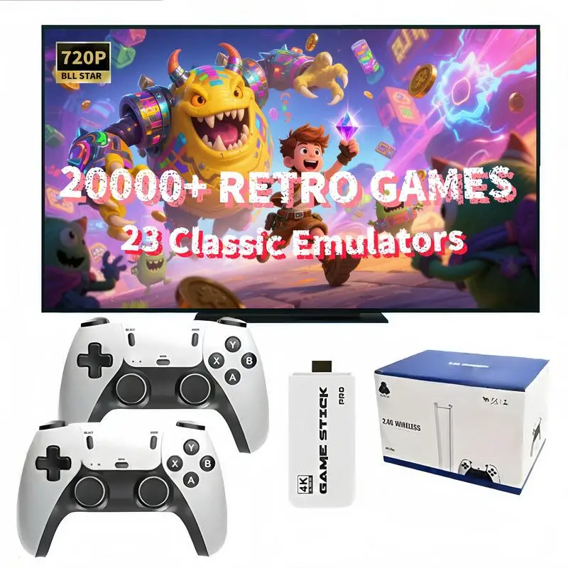 [Summer deals] Fempoin Game Stick Pro 2025 New Upgraded Retro Game Console with 20000+ Games & 23 Emulators Wireless Joystick Easy Setup for Kids Adul