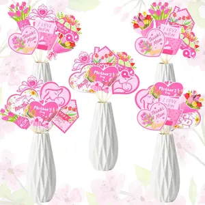 30 Pcs Mother's Day Party Centerpieces Sticks Mother's Day Table Toppers for Celebration Party Supplies