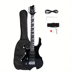 Novice Flame Electric Guitar HSH Pickup Set with Bag, Strap, Picks, Rocker Cable, Wrench Tool - Perfect for Beginners and Adults - Ideal for Music Enthusiasts