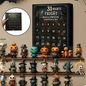 Halloween Countdown Calendar Gift Box, 31 Days Horror Collectible Dolls, PVC Mini Decorations & Hanging Ornaments, Perfect for Home Party Display, Miniatures, Figures