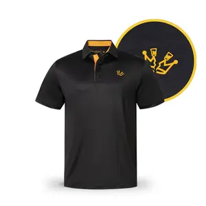 GRUNK DOLFER Men's Aesthetic Casual Shotty Polo Shirt - Relaxed-Fit Short-Sleeve Basic All-Black Menswear Essential with Subtle Shotty Crown Emblem for Day Wear