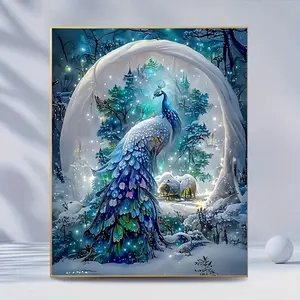 Animal Series DIY Diamond Painting Kit, Blue Peacock Design, Square & Round Drill Art Set, Handmade Craft Supplies