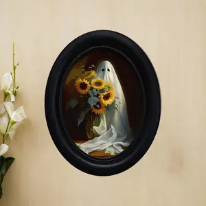 Vintage Sunflower Ghost Wall Art Decor, Artistic Perfect for Halloween Christmas Thanksgiving Home Office Decoration, Unique Room Accessories