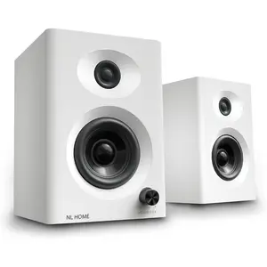 Compact Desktop PC Speakers - 3-Inch White Audio Devices with Bluetooth 5.3, Auxiliary Input, Powerful Bass, Wireless & Wired Connection for Gaming, Smartphones & Computers, Auxillary Input