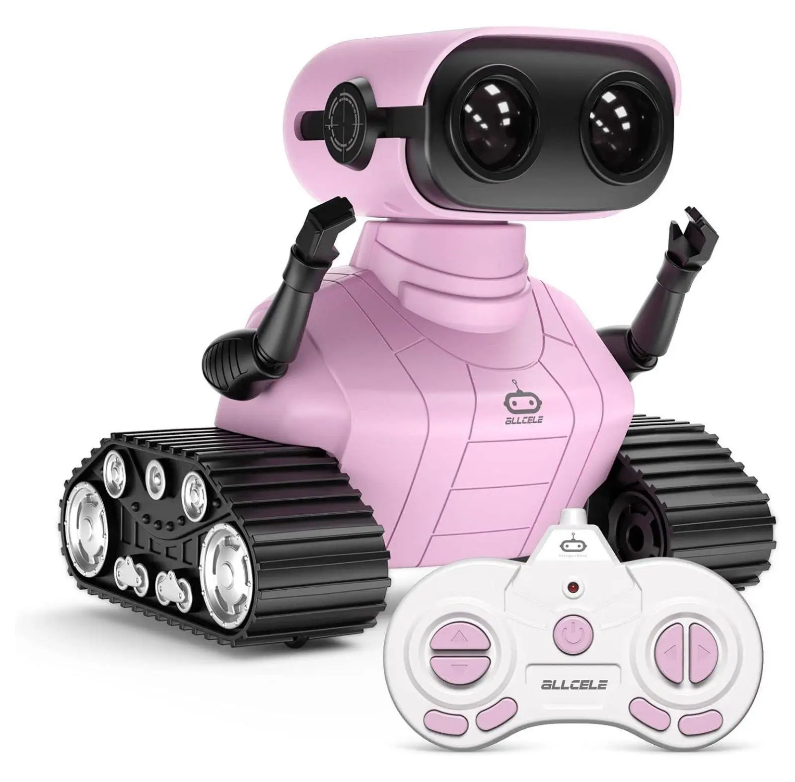 RC Robot Toy for Kids, Rechargeable Remote Control Robot with Music & LED Eyes, Interactive Walking Robot Gift for Boys Girls Age 3-8 - Pink