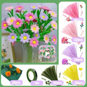 271-piece daisy flower craft kit, adult-use hose cleaner craft materials, chenille flower stems are perfect for wedding bouquets and party decorations, ideal as a Valentine's Day gift