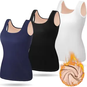 Women Thermal Tank Top Loose Fit Plus Size Thick Warm Sleeveless Fleece Lined Camis Underwear Top Base Layer