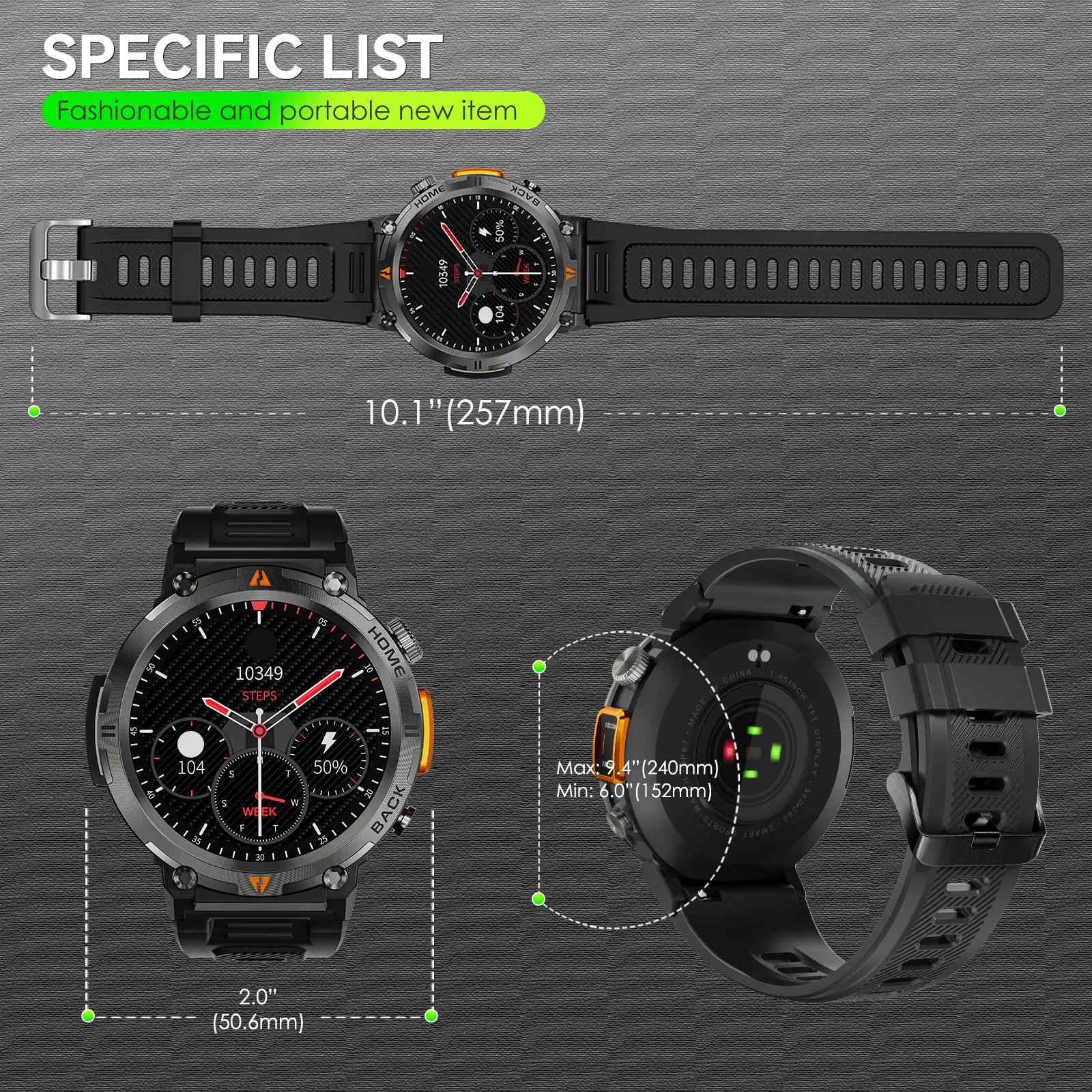 EIGIIS KE3 Smart Watch for Men with LED Flashlight(Answer/Make
