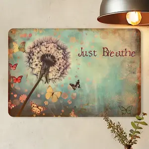 2D Flat 1pc of Inspirational Dandelion Metal Wall Art, "Just Breathe" Introduction, Vintage Decorative Tinplate, Multi-purpose Indoor/ Outdoor Hanging Sign, Suitable for Home, Office, Classroom, Cafe-Room Decorated Vintage Metal Aluminum Sign