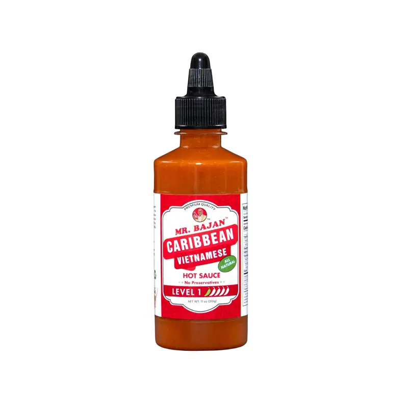 Mr. Bajan Hot Sauce - Level 1 Caribbean Flavor and Vietnamese Peppers in 11.3 oz