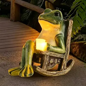 Solar Powered Mini Frog Garden Statue, Frog Design Garden Decoration, Garden Sculpture for Indoor & Outdoor Decor, Ideal Gift for Halloween & Christmas, Decorative Garden Sculptures Statues