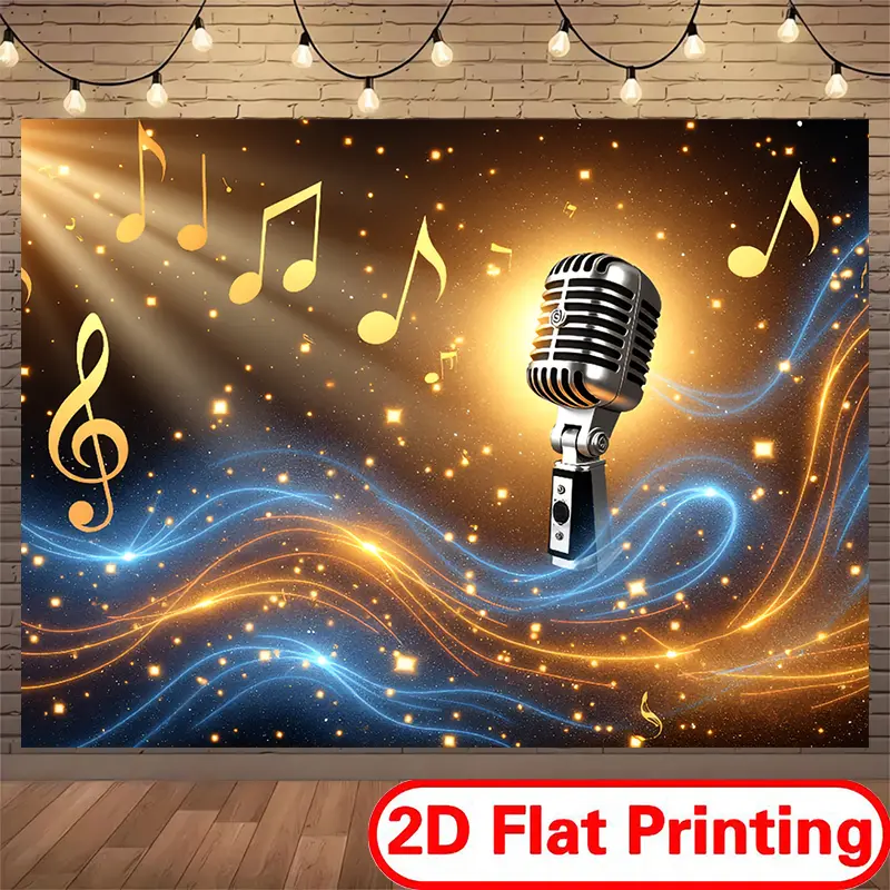 Retro Microphone Design Wall Hanging Tapestry, 100% Polyester Premium Decoration Item, Durable 2D Flat Printing Home Decor, Festive Backdrop for Event Planners, Decoration Items,summerwins