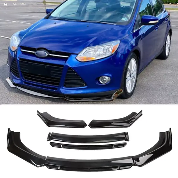 Front Bumper Lip Splitter Winglet Body Kit for Ford Focus 2012-2014, Gloss Black ABS Plastic Chin Diffuser, Includes Screws