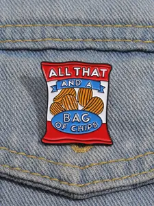 Cartoon Potato Chips Design Brooch, Cute Food Themed Alloy Badge for Daily Clothing Decor, Trendy All-match & Exquisite Brooch for Birthday Gift, Durable Metal Pins, Fashion Accessory Men