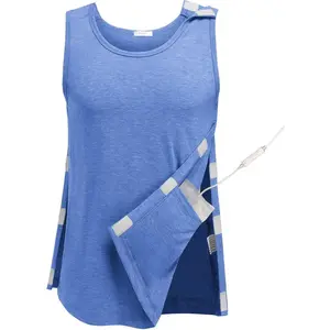 Men's Post Surgery Recovery Tank Top - Mastectomy Shoulder Shirt with Drain Pockets, Adaptive Rotator Cuff & Magic Tape Closure, Suitable for Post-Op Care
