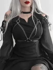 Sexy Women's Bra Strap Neck Support Tank Top Fashion PU Leather Corset Belt Garter Belts, Role Play Costume Props Accessories