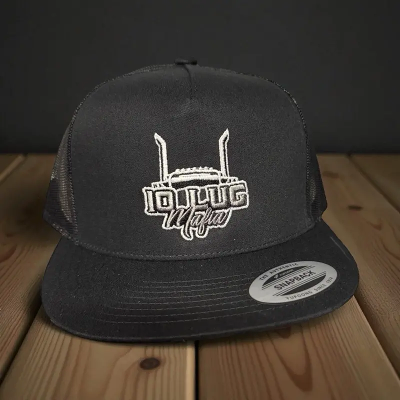 10 Lug Mafia Flatbill Hat White & Grey Snapback Trucker Cap with Distinctive Logo Design