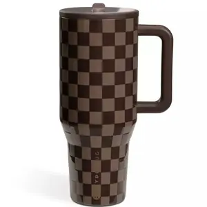 HydroJug Traveler 40oz jumbo water cup  oz"Creative Checkered Insulated Cup" Bottle with Flip-Top Straw Design Leak-Proof Seal Stainless Steel Tumbler for Men Women Portable Hydration Companion Bottled Insulated Plaid Water Bottle