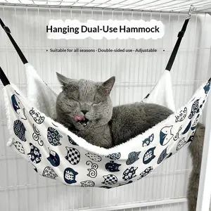 Double-Sided Cat Cage Hammock Adjustable Soft Hanging Pet Bed for Cats, Kittens, Ferrets, Puppies, Rabbits, Bunny and Small Animals