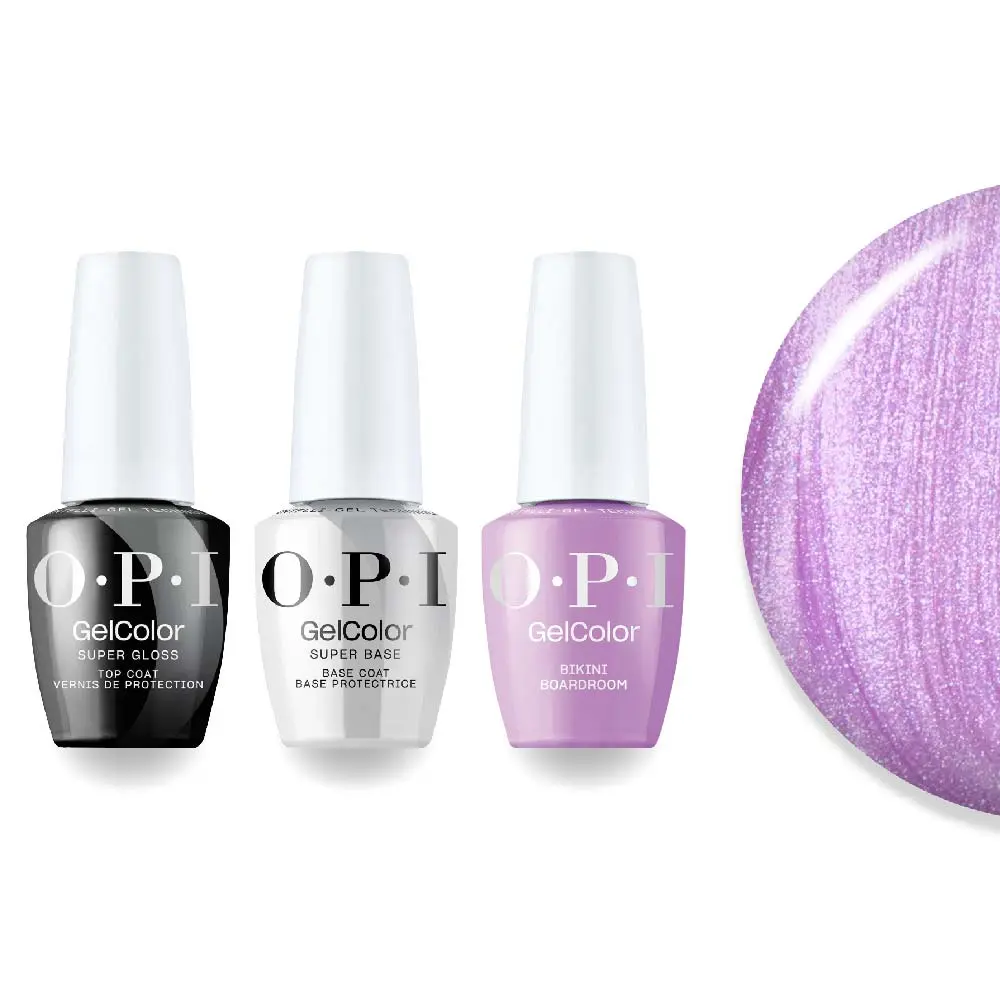 OPI Intelli-Gel Combo - Super Base Coat, Super Gloss Top Coat & P006 Bikini Boardroom, FREE Nail Sticker (Random)