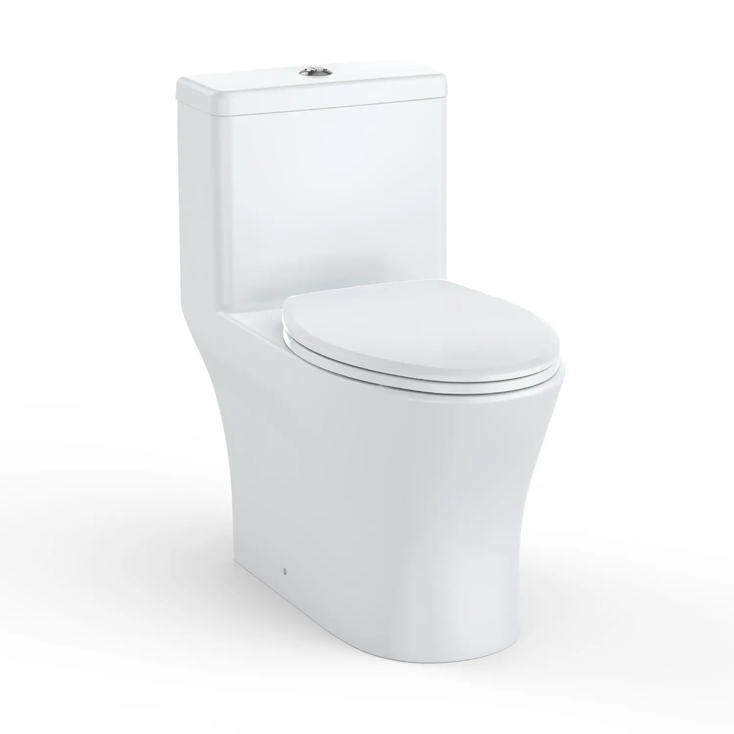 Elongated One Piece Toilet with Comfort Chair Seat ADA Height 17.5 in, Powerful Dual Flush 0.8/1.28 GPF Compact Toilet,12 in Rough-In
