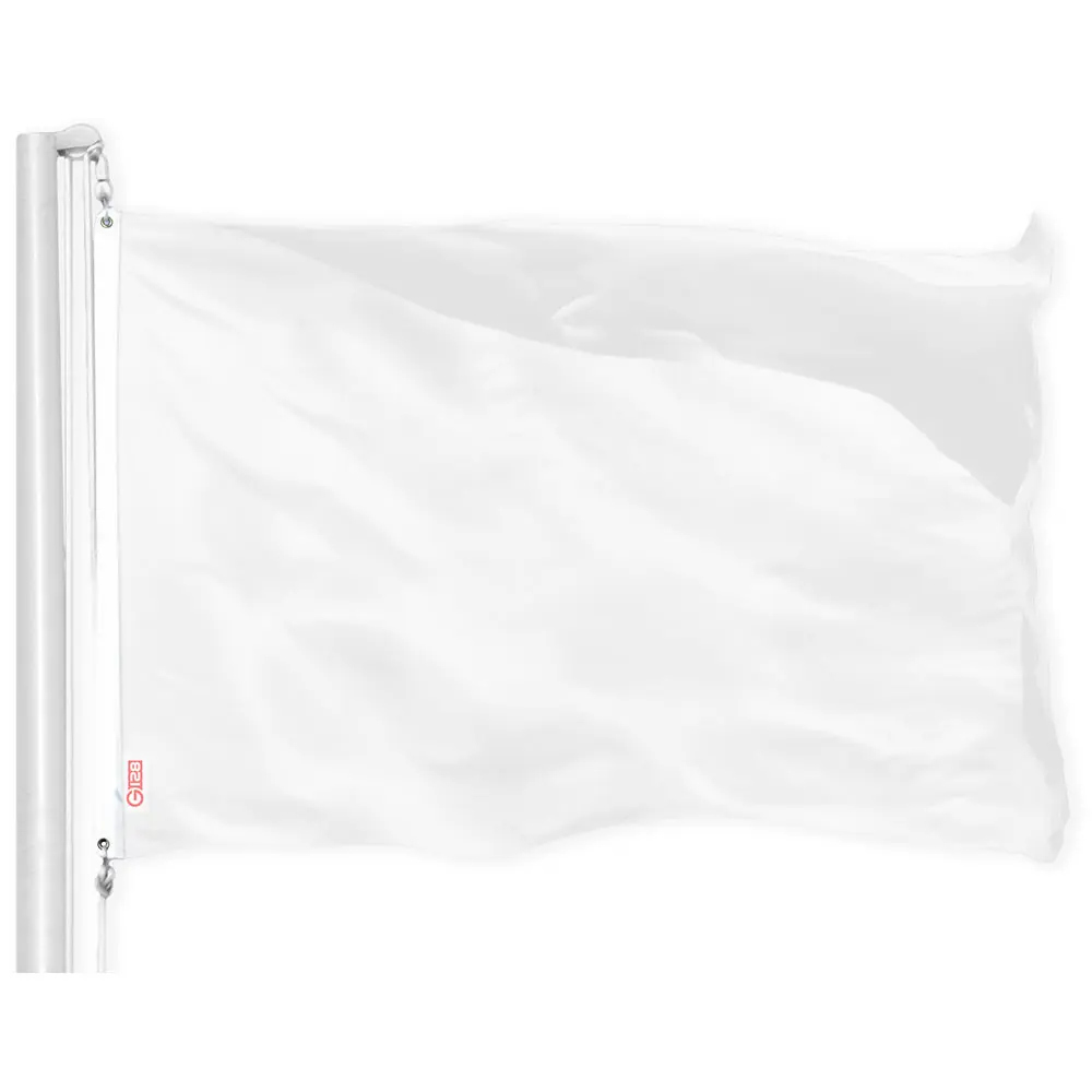 G128 Solid White Color DIY Flag | 3x5 feet | Printed 150D, Indoor/Outdoor, Vibrant Colors, Brass Grommets, Quality Polyester, Much Thicker More Durable Than 100D 75D Polyester