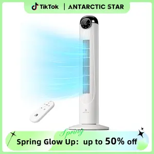 Antarctic Star T36 Tower Fan for Bedroom, 2026 Upgraded DC Motor, 26ft/s High Velocity, 22dB Ultra Quiet Standing Fan, 6 Speeds 4 Modes, 90° Oscillating Bladeless Fan with 9H Timer, Floor Fans with Remote, White