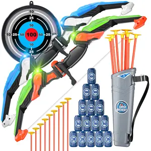 Archery Toy Set,  Bow and Arrow Toyswith Light-up LED, Target & Quiver, Indoor & Outdoor Archery Toys Gifts