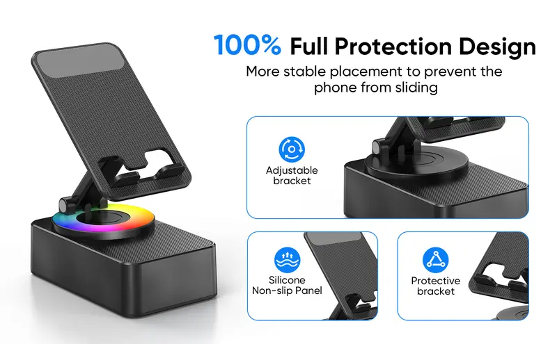 Product Introduction of IMOLI Wireless Audio Induction Bluetooth Speaker with Emergency Charging 5in1 Phone Holder Power Bank LED Nightlight for Tablet iPhone Android 5.3 Connectivity 1500mAh Battery 100Hz-20kHz Frequency Response New Design Durable Smart Device 13