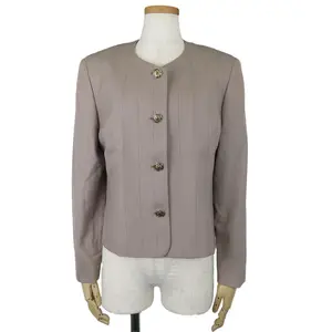 Pre-owned BURBERRY Wool Small Leather Goods Cotton Cupra No Collar Jacket