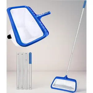 4.5FT Telescoping Pool Skimmer Net - 4-Section Aluminum Pole with Deep Mesh Basket for Leaves & Debris. Quick Assembly for Small Pools, Ponds, or Fountains