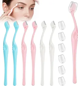 6 Pcs Eyebrow Razor Mini Razor Trimmer Female Face Shaver Small Eyebrow Razors Mini Eye Brow Trimmer with Precision Cover Portable Brow Razors for Women Makeup Face Care Tools (Multicolor)
