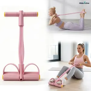 Elastic Sit-Up Pull Rope Fitness Equipment, 6-Tube Non-Slip Pedal Resistance Band for Home Gym Yoga & Core Training