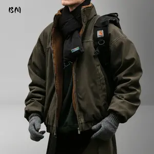 Ebb Supply Mens Japanese Vintage Heavyweight Thick Fleece Lined Jacket Winter Windproof Distressed Premium Quality Warm Streetwear Coat