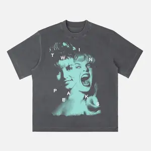Twin Peaks T-Shirt, Retro Laura Palmer "T W I N P E A K S" Cyan Graphic Tee, Unisex Fit for Cult TV Fans, Great Gift for David Lynch & Mystery Lovers