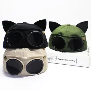 Cat Pilot Cap Baseball Boarder's Cap Head Circumference 22.0" - 22.8"