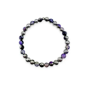 Brave & Bold - Silver Purple Agate Faceted Mini Stacker Bracelet