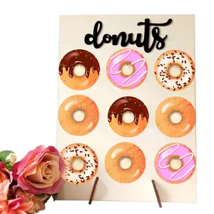 1set Wooden Donut Display Rack Set, 9-Hole Party Food Stand, Home Sweet Treats Centerpiece, Ideal for Birthdays, Weddings, Baby Shower, Rustic Style, Cupcake Display Set