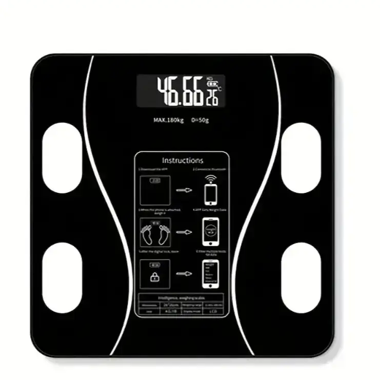 Smart Scale for Body Weight, BMI Weighing Body Fat Scale with Smartphone App, Accurate Body Composition Scale, Body Age Check, Compact Size, 400lb, Healthcare, Gym, Diet, Sports Smartscale