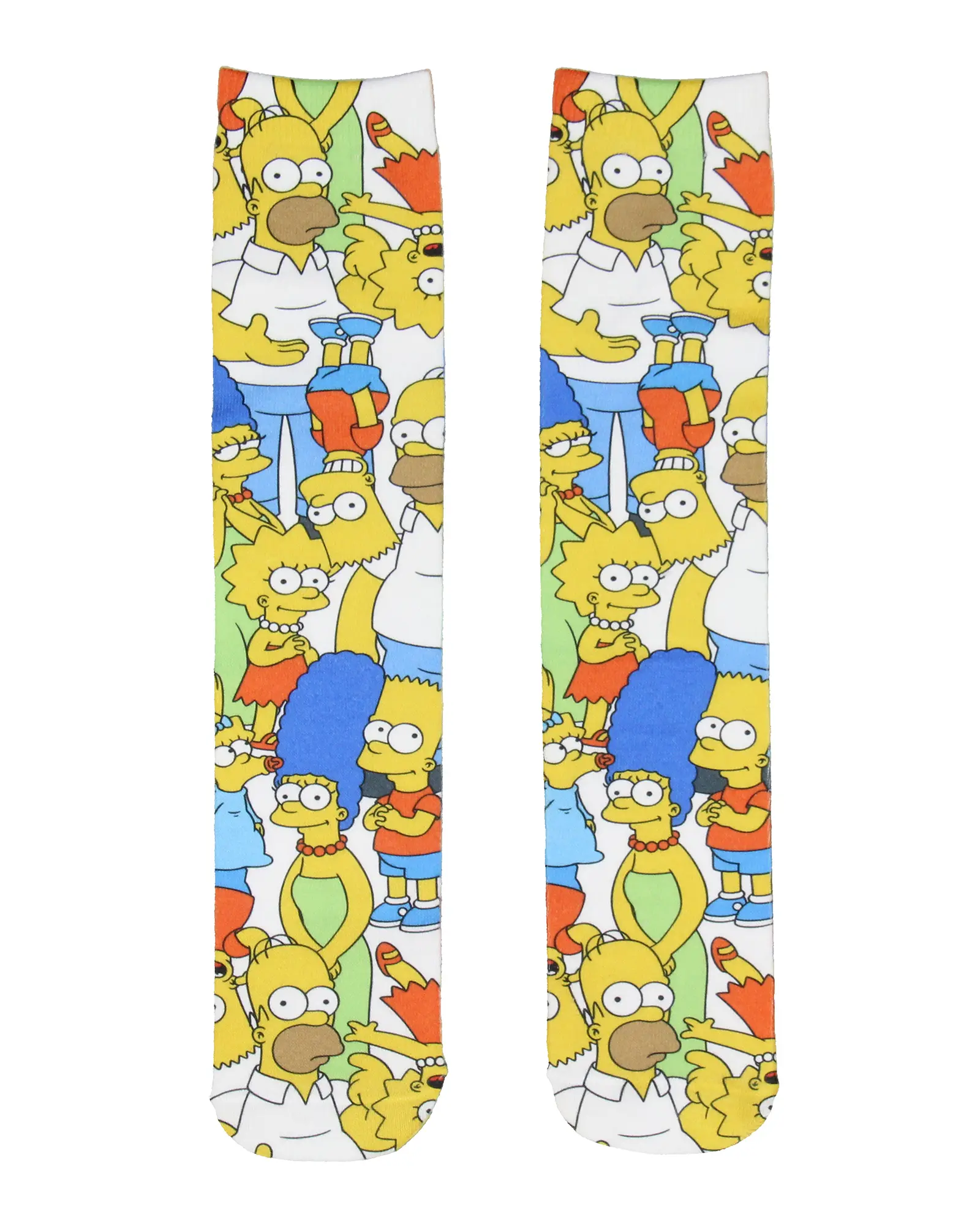 The Simpsons Men's Novelty Simpsons Family Collage All Over Print Sublimated Photoreal Crew Socks Shoe Size 6-12