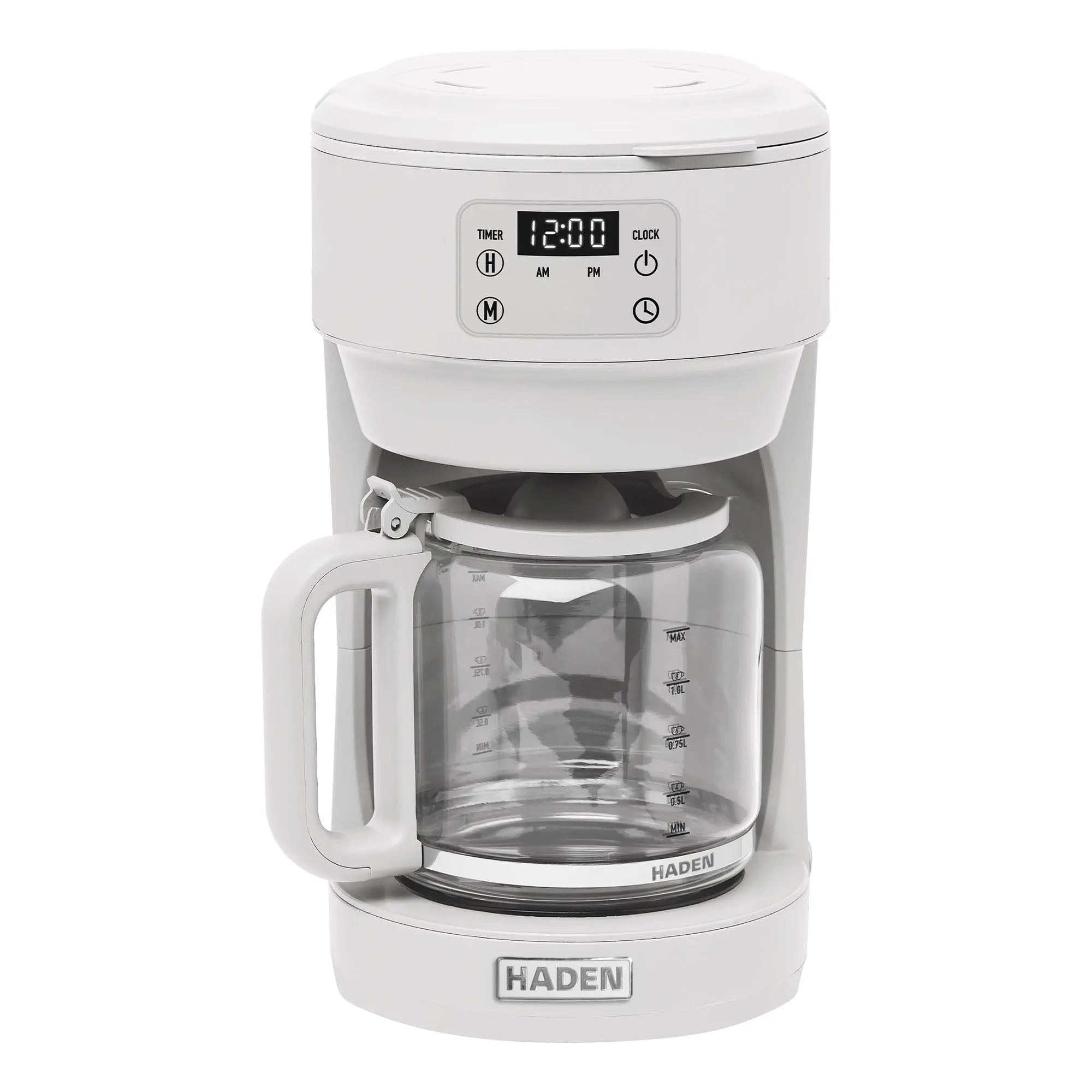 Haden Chelsea 10 Cup Digital Drip Coffee Maker with Glass Carafe, Ivory & Chrome Haden Chelsea 10 Cup Digital Drip Coffee Maker with Glass Carafe, Ivory & Chrome