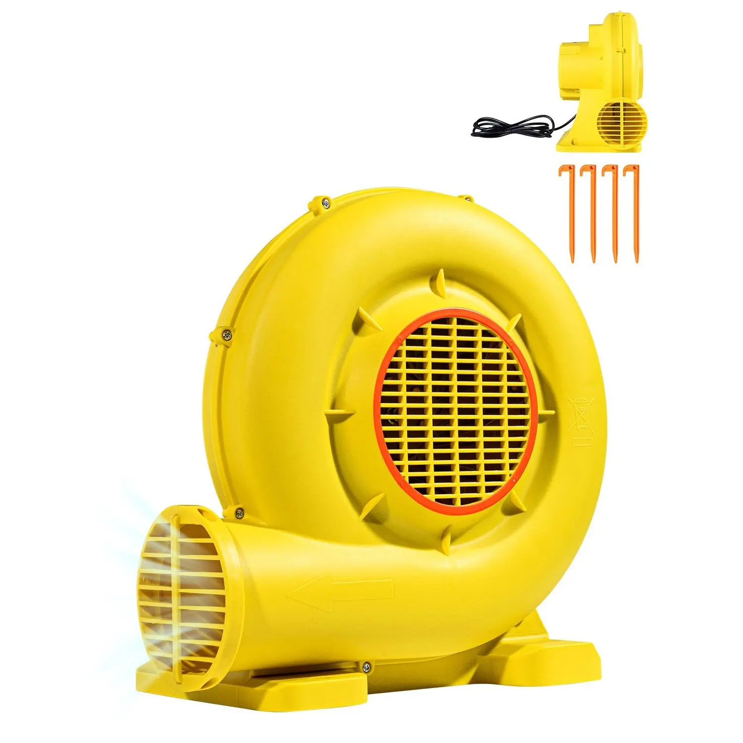 【DealsForYouDays】VEVOR Inflatable Blower, 680&750W, 1.0HP Bounce House Blower, Pump Commercial Air Blower for Inflatables, 3400RPM Bouncy Castle Electric Air Blower Fan Perfect for Bounce House, Waterslides, Yellow