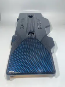Custom Blue Green Carbon Fiber Hydro Dipped Engine Covers for Silverado, Tahoe & Cadillac