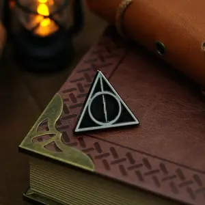 1PC Harry Potter Officially Licensed Deathly Hallows Collector's Edition Pewter Lapel Pin Silver Enamel Metal Brooch for Clothes/Backpack Birthday Gifts Accessories