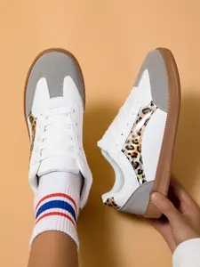 Unisex Leopard Print Track Shoes, Vintage Style Soft Sole Breathable Casual Sneakers, Perfect for Everyday Wear, Comfortable and Stylish