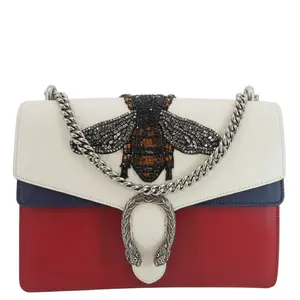 Pre-owned GUCCI Embroidered Leather Shoulder Bags Dionysus Medium Bee Shoulder Bag Multicolor 403348
