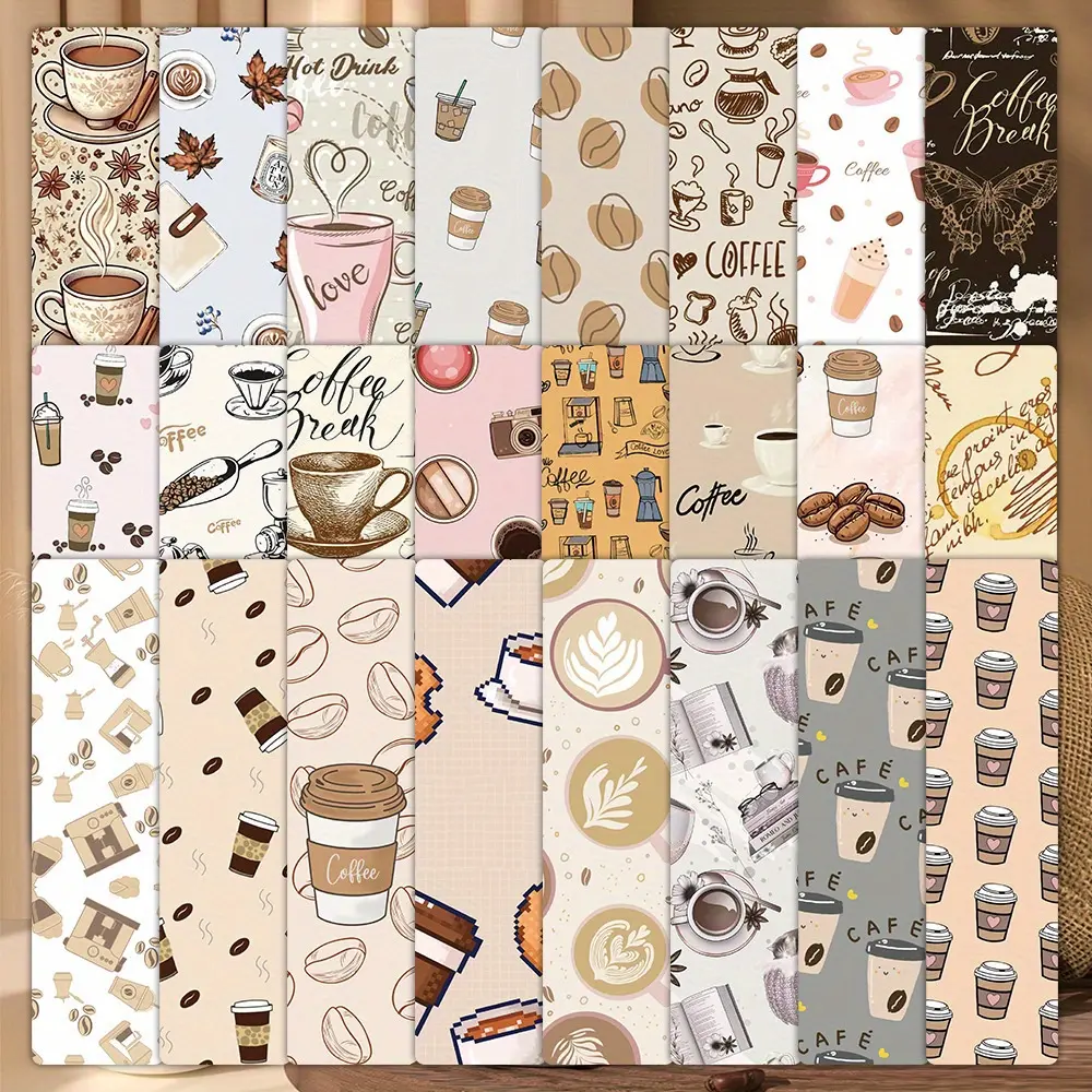 24pcs Creative Coffee Elements Non Repetitive Series Simple Hand Account Artistic Creative Paper Bookmarks Small Cards Book Decoration Cards Reading Label Cards Book Accessories Office Supplies
