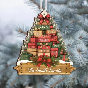 Family Christmas Ornament 2025, Personalized Stacked Gifts Family Ornament, Christmas Tree Family Name, Family Ornament, Xmas Family Gift, Christmas Tree Decor, Christmas Decor