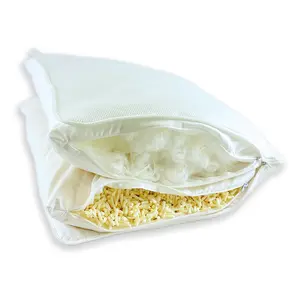 Fully Adjustable Pillow for Sleeping, 2 Inner Pillow covers with Zipper, Down Alternative & Shredded Latex Foam Fill, Pillow Cover- 2 Sided Fabric Bamboo and Mesh, 3- Sided Zipper Easy Cover Removal- Washable Cover- for Stomach, Back, Side Sleepers