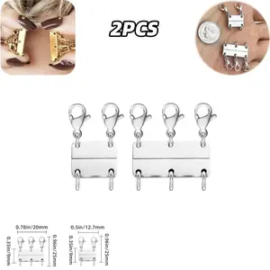 2PCS Necklace Separator for Layering Multi Necklace Layering Clasp Gold and Silver Magnetic Necklace Clasp for Layered Look, Necklace Connectors for Multiple Necklaces, Fashion Accessories Jewelry Durable